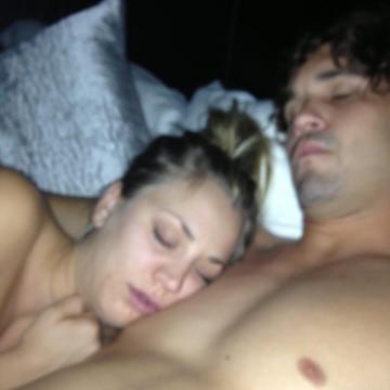 Kaley Cuoco sleeping naked with a guy