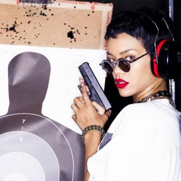 Rihanna looks sexy as she prepares to shoot
