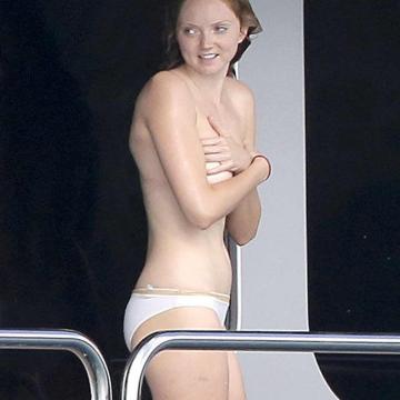 Lily Cole showing off sexy body and goes topless
