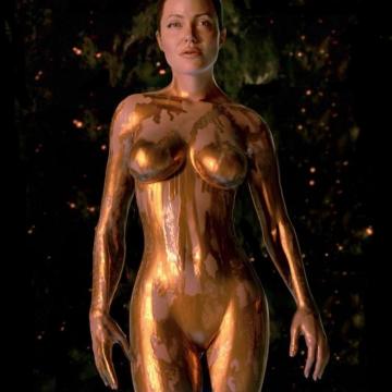 Angelina Jolie showing naked painted body