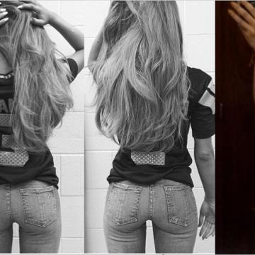 Ariana Grande shows bare butt