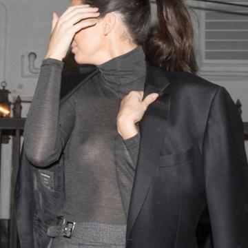 Kendall Jenner see thru in black lingerie
