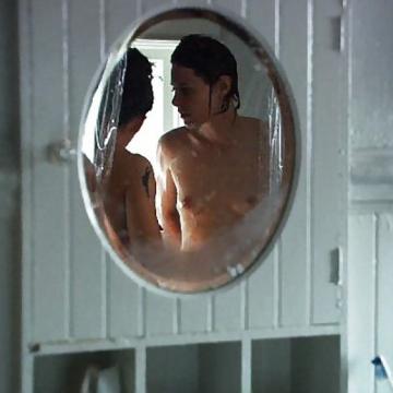 Sarah Shahi nude act in front of the mirror
