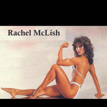 Rachel McLish cleavage-cramming bikini