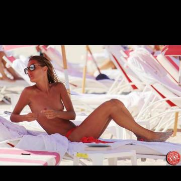 Sveva Alviti goes topless publicly